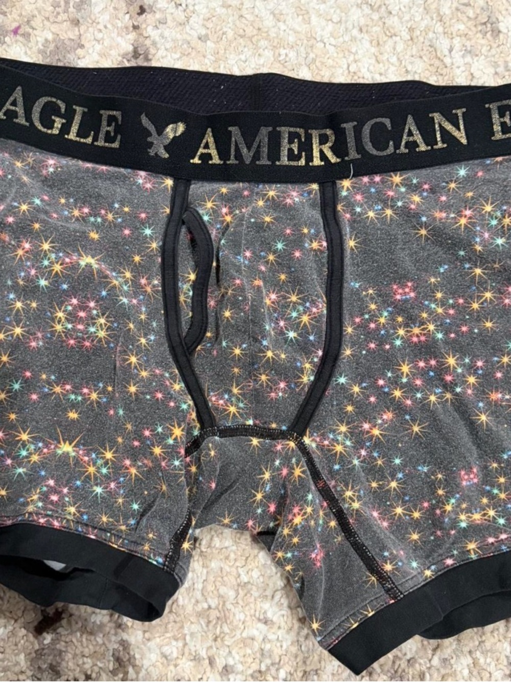 American Eagle Outfitters Gray Boxer Briefs with Multicolor Starburst Print